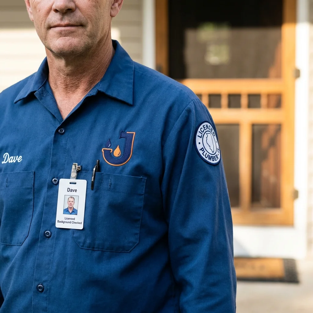 Licensed plumber showing ID badge in Morrilton, AR